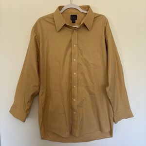 Jos. A. Bank Men's Traveler's Collection 17.5-34 Button Up Dress Shirt Yellow